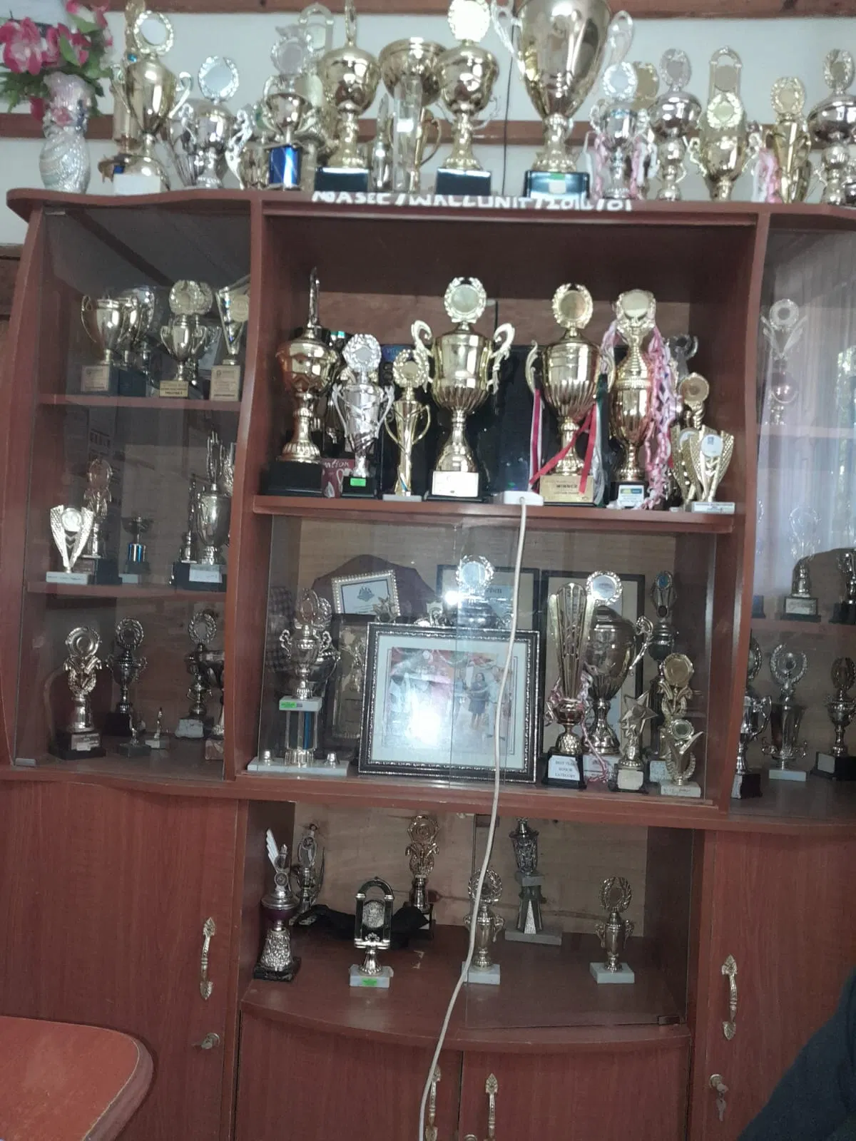 The school achievements cabinet at Ndalani Secondary School.